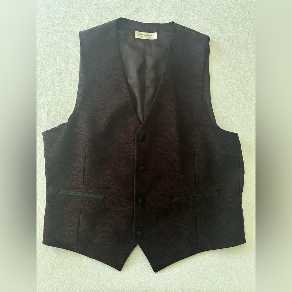 LORENZO BRUNO Vest Men’s 42 Purple Paisley Italian Designed Waistcoat EUC